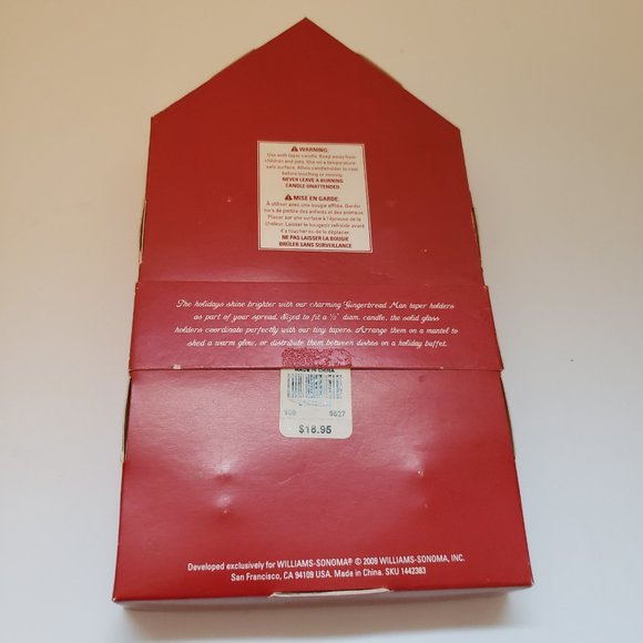 Williams Sonoma Glass Gingerbread Man Tiny Taper Candle Holders Set of 4 NIB - Picture 5 of 7